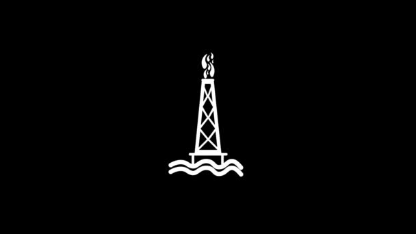 Cuadro Blanco Plataforma Petrolífera Sobre Fondo Negro Extracción Productos Petrolíferos — Vídeo de stock