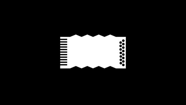 Weißes Bild Der Ziehharmonika Auf Schwarzem Hintergrund Volksmusikinstrument Verzerrung Flüssigen — Stockvideo