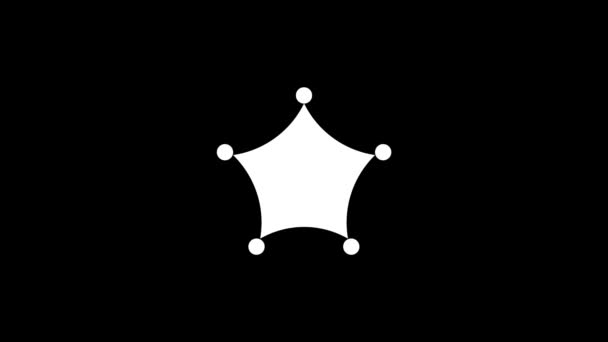 Λευκή Εικόνα Αστεριού Μαύρο Φόντο Εκπρόσωπος Του Νόμου Εικονίδιο Εικονίδιο — Αρχείο Βίντεο