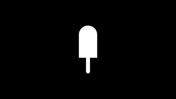 白色的雪糕图片在黑色的背景上 冰激淋在手杖上 为您的项目设置畸变液体式转换图标 4K视频动画 用于运动图形和合成 — 图库视频影像