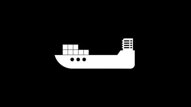 黒を背景に貨物を持つタンカーの白い画像 貯蔵庫を通して商品を輸送しています プロジェクトの歪み液体スタイル遷移アイコン 4KビデオアニメーションFor — ストック動画