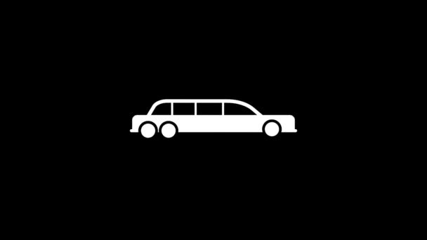 Bílý Obrázek Limuzíny Černém Pozadí Dlouhé Auto Párty Ikona Přechodu — Stock video