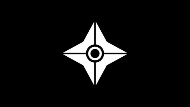 Біла Картина Шерікена Чорному Тлі Ніндзя Зброя Піктограма Переходу Рідкого — стокове відео