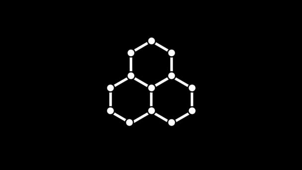 黒い背景に分子の白い画像 電子顕微鏡下の元素です プロジェクトの歪み液体スタイル遷移アイコン モーショングラフィックスと4Kビデオアニメーション — ストック動画