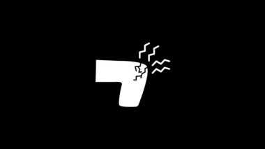 Siyah arka planda yaralı dizin beyaz resmi. Diz ekleminde ağrı. Projeniz için ayrışma sıvısı geçiş simgesi. Hareket grafikleri ve birleşikliği için 4K video animasyonu.