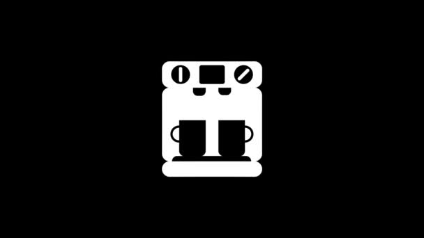 Біла Картина Кавоварки Чорному Тлі Домашня Кавоварка Приготування Кави Піктограма — стокове відео