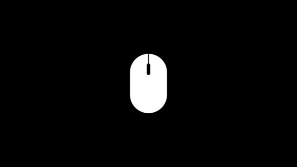 电脑鼠标在黑色背景上的白色图片 电脑控制 为您的项目设置畸变液体式转换图标 4K视频动画 用于运动图形和合成 — 图库视频影像