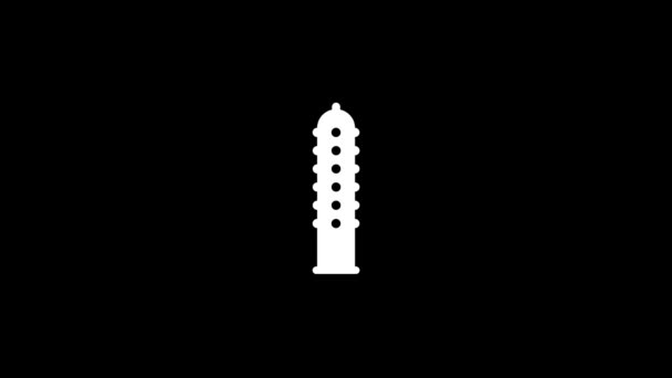 Λευκή Εικόνα Προφυλακτικού Μαύρο Φόντο Ασφαλές Σεξ Αγάπη Εικονίδιο Μετάβασης — Αρχείο Βίντεο