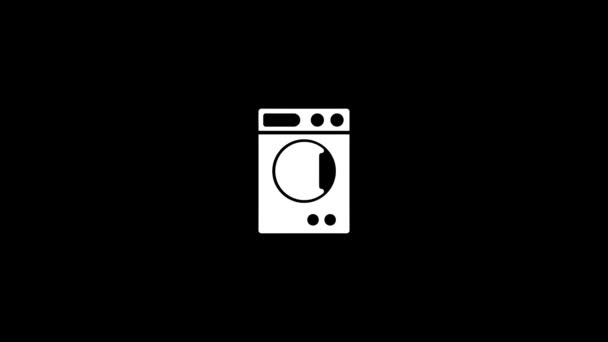 White Picture Washing Machine Black Background Clothing Care Distortion Liquid — Stockvideo