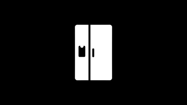 Біла Картина Холодильника Чорному Тлі Зберігання Продуктів Вдома Піктограма Переходу — стокове відео