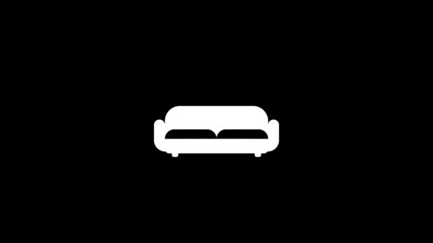 Біла Картина Дивана Чорному Тлі Які Меблі Вітальні Піктограма Переходу — стокове відео