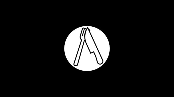 White Picture Cutlery Black Background Distortion Liquid Style Transition Icon — Wideo stockowe