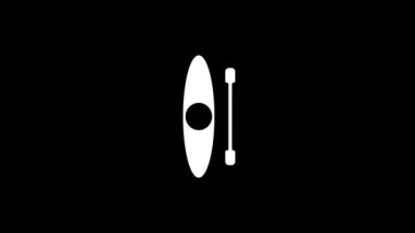 White picture of canoe with oar on a black background. water sports. Distortion liquid style transition icon for your project. 4K video animation for motion graphics and compositing.