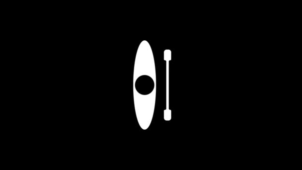 Λευκή Εικόνα Κανό Κουπί Μαύρο Φόντο Θαλάσσια Σπορ Εικονίδιο Μετάβασης — Αρχείο Βίντεο
