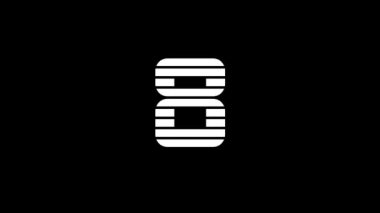 White picture of 8 on a black background. simple numbers for sports counting. records of athletes. Dynamic style footage for your project. 4K video animation for motion graphics and compositing