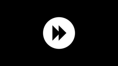 Siyah arkaplanda ileri sarma düğmesinin beyaz resmi. Bir müzik çalar ve bir ses kaydedicinin detayları. Projeniz için dinamik tarzda görüntüler. Hareket grafikleri için 4K video animasyonu ve