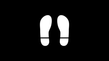 Siyah arka planda beyaz taban resmi. Erkek ve kadın ayakkabısı izleri. Projeniz için dinamik tarzda görüntüler. Hareket grafikleri ve birleşikliği için 4K video animasyonu