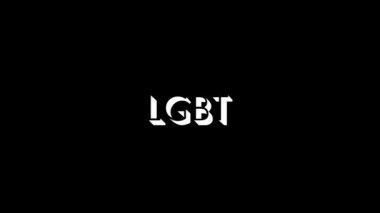 Siyah arka planda LGBT 'nin beyaz resmi. cinsel azınlıklar. Projeniz için dinamik tarzda görüntüler. Hareket grafikleri ve birleşikliği için 4K video animasyonu