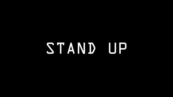 White Picture Stand Words Black Background Comedic Performance Artist Dynamic — Video Stock