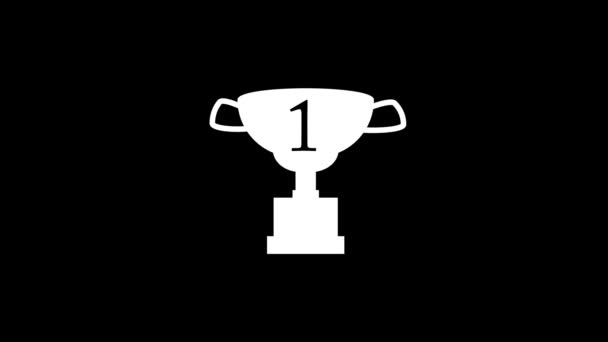 Weißes Bild Der Tasse Auf Schwarzem Hintergrund Sieg Bei Wettbewerben — Stockvideo
