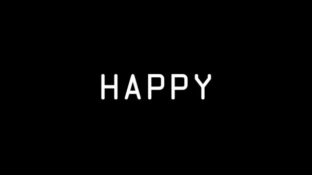 Biały Obraz Słowa Happy Czarnym Tle Zaspokojenie Potrzeb Stan Emocjonalny — Wideo stockowe