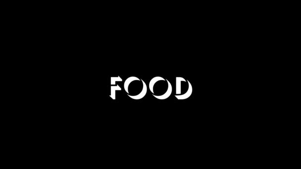 White Picture Food Word Black Background Eating Cafe Cooking Dynamic — Wideo stockowe