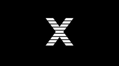 White picture of X on a black background. american alphabet. english language for writing. Dynamic style footage for your project. 4K video animation for motion graphics and compositing