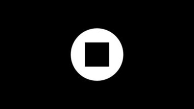 White picture of stop button on a black background. details of a music player and a physical tape recorder. Dynamic style footage for your project. 4K video animation for motion graphics and