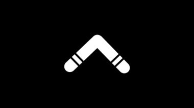 White picture of boomerang on a black background. outdoor entertainment. Dynamic style footage for your project. 4K video animation for motion graphics and compositing