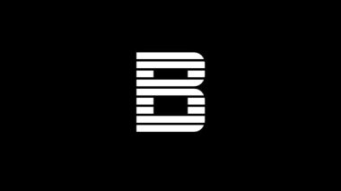 White picture of B on a black background. american alphabet. english language for writing. Dynamic style footage for your project. 4K video animation for motion graphics and compositing