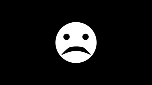 White Picture Sad Face Black Background Reflection Human Emotions Dynamic — Vídeo de Stock