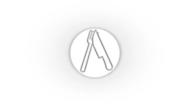 White cutlery icon with shadow isolated on white background. finished dinner with the family. 4K video animation for motion graphics.