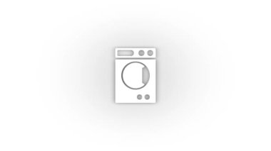 White washing machine icon with shadow isolated on white background. washing clothes. 4K video animation for motion graphics.