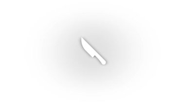 White knife icon with shadow isolated on white background. cutting products. 4K video animation for motion graphics.