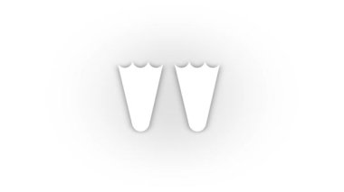 White flippers icon with shadow isolated on white background. equipment diving. 4K video animation for motion graphics.