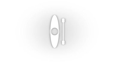 Beyaz arkaplanda izole edilmiş beyaz kano simgesi. Ekstrem. Hareket grafikleri için 4K video animasyonu.