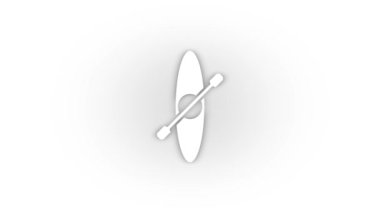 White canoe icon with shadow isolated on white background. descent down the river. 4K video animation for motion graphics.