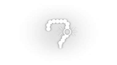 White intestinal pain icon with shadow isolated on white background. treatment of diseases in humans. 4K video animation for motion graphics.