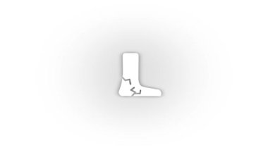 White foot pain icon with shadow isolated on white background. pain in the athletes foot. 4K video animation for motion graphics.