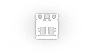 White coffee maker icon with shadow isolated on white background. making coffee for breakfast. 4K video animation for motion graphics.