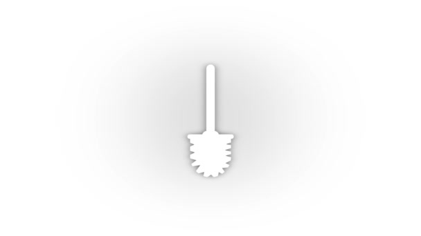 White Toilet Brush Icon Shadow Isolated White Background Cleaning Toilet — 图库视频影像