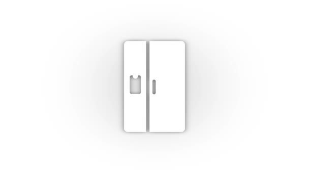 Біла Піктограма Холодильника Тіні Ізольована Білому Тлі Зберігання Продукції Анімація — стокове відео