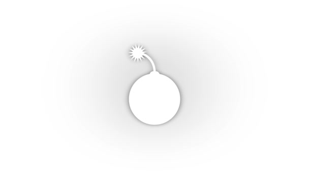 White Bomb Icon Shadow Isolated White Background Deadly Weapon Video — Αρχείο Βίντεο
