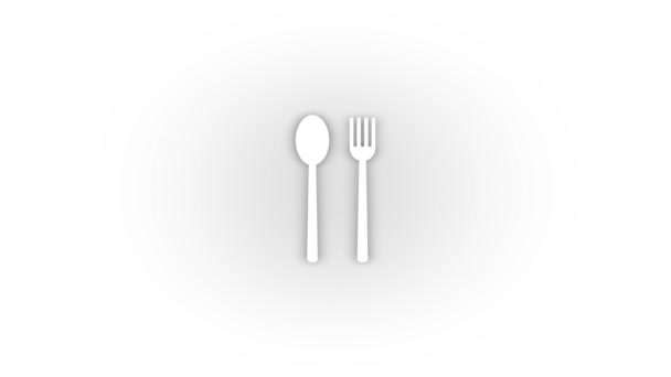 White Cutlery Icon Shadow Isolated White Background Dinner Friends Video — 비디오