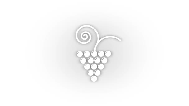 White Grape Icon Shadow Isolated White Background Ripe Berries Video — Vídeos de Stock