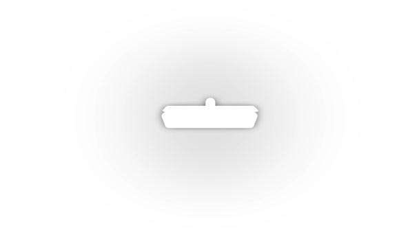 Біла Піктограма Сковороди Тіні Ізольована Білому Тлі Готувати Анімація Відео — стокове відео