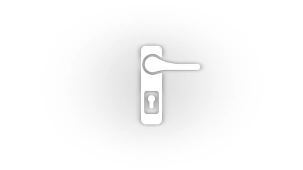 White Door Handle Icon Shadow Isolated White Background Home Security — Αρχείο Βίντεο