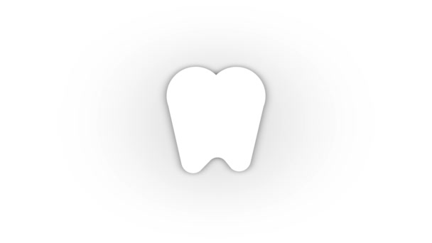 White Tooth Icon Shadow Isolated White Background Clean Tooth Healthy — Video