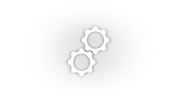 White Gears Icon Shadow Isolated White Background Part Car Mechanism — Stockvideo