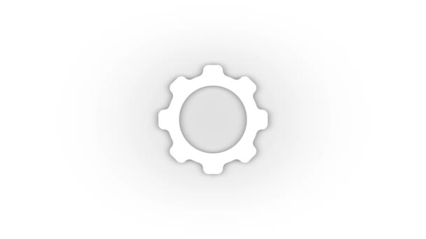 White Gear Icon Shadow Isolated White Background Part Mechanism Video — Stockvideo